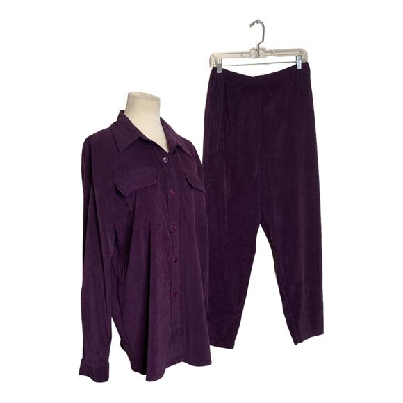 Lisa Joseph purple velour pull up pants and jacket set size Large - Picture 14 of 16